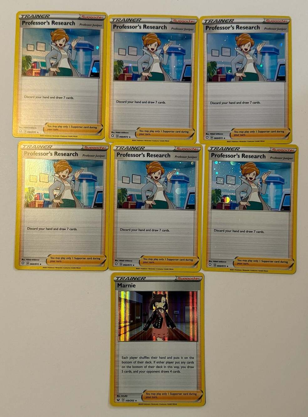 Pokemon TCG Professor's Research & Marnie Holo Lot (7 Cards)